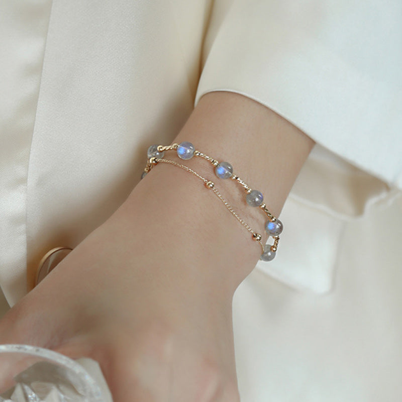 Bracelet chaîne en or 18 carats avec pierre de lune Love & Calm