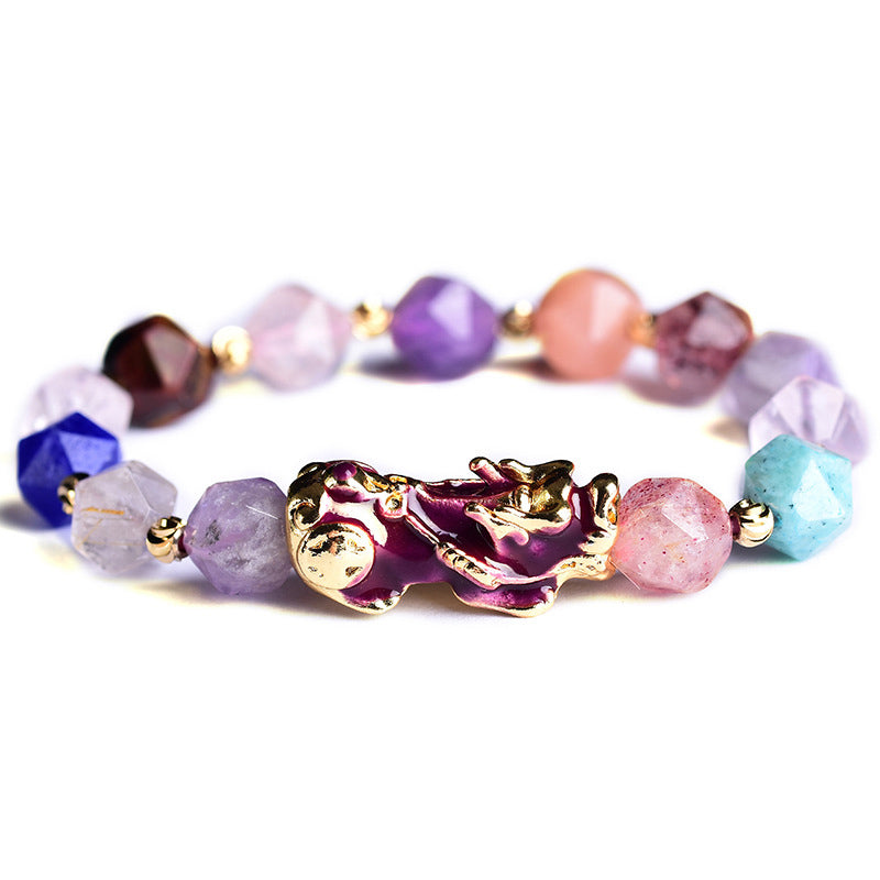10mm Amethyst Feng Shui Pi Xiu Pixiu Bracelet for Luck