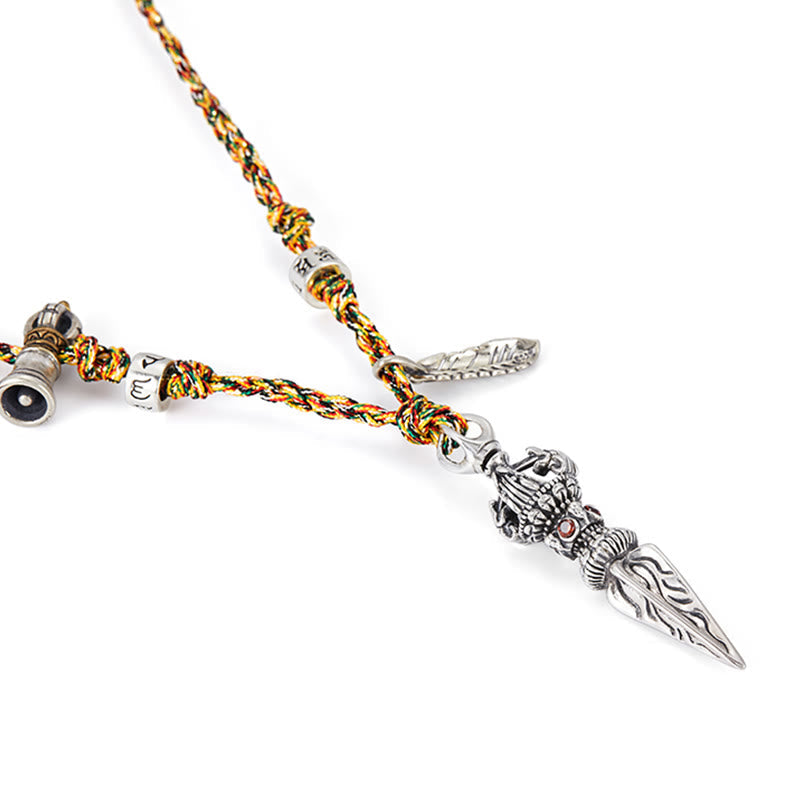 Collier Om Mani Padme Hum en argent sterling 925, pendentif Dorje Vajra