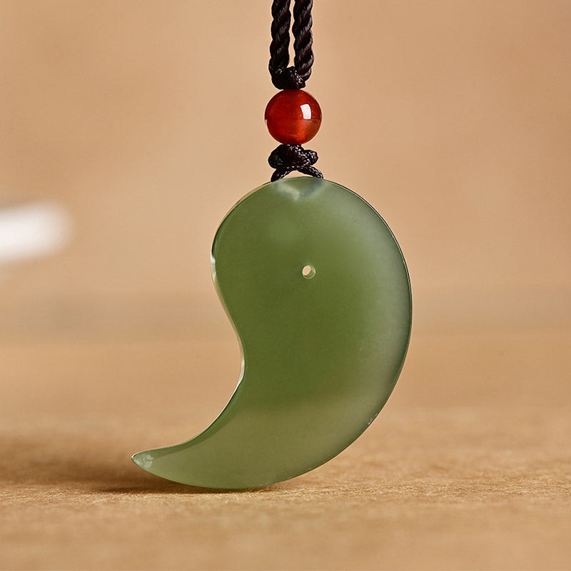 Collier de protection en jade blanc et jade cyan Yin Yang
