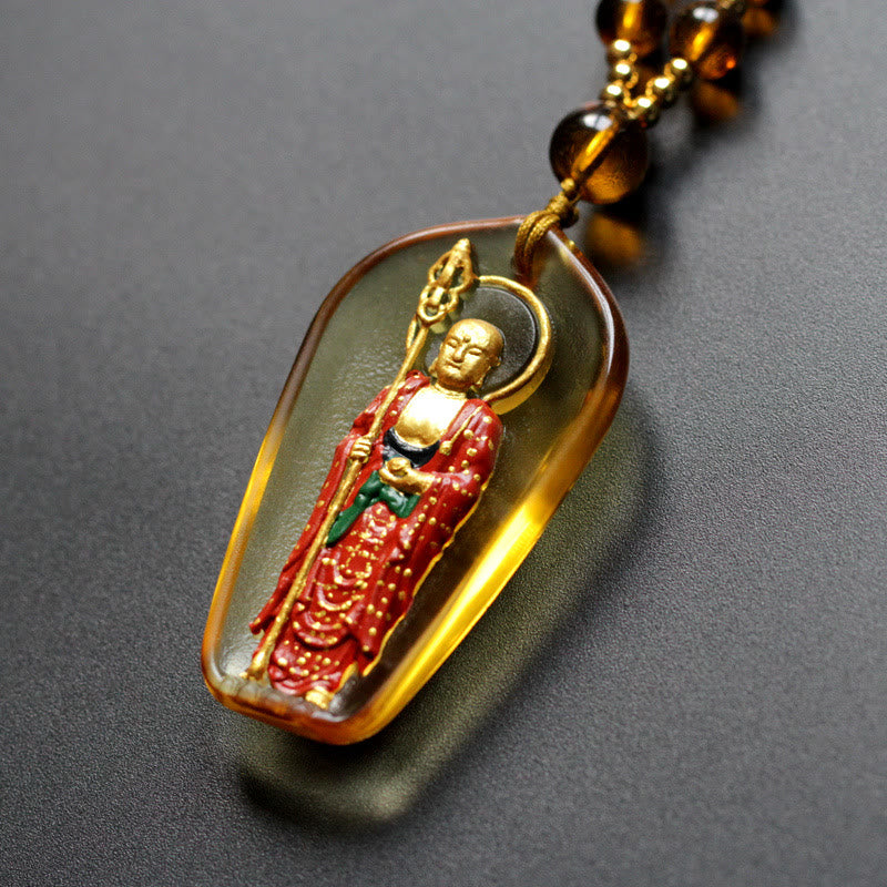 Collier de compassion en cristal Ksitigarbha Buddha Liuli