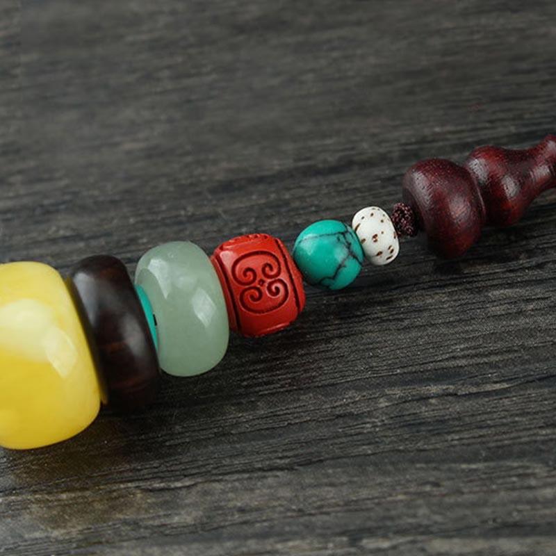 Décoration spirituelle à suspendre pour téléphone en bois de santal vert et ébène