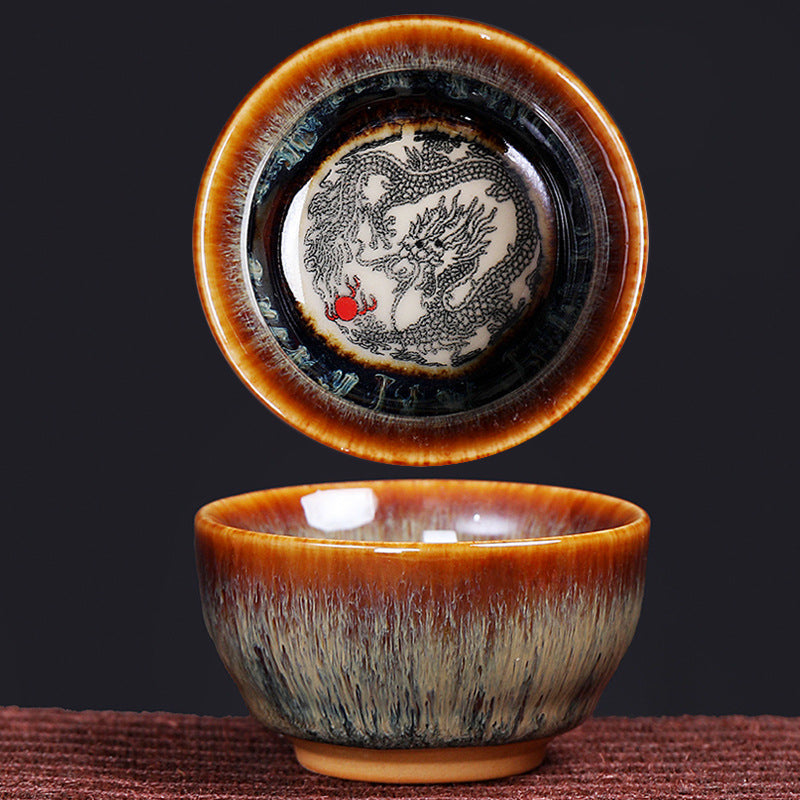 Tasse à thé en céramique 73 ml avec 12 signes du zodiaque chinois pour rituel du thé