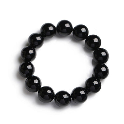Bracelet de protection de la fortune en onyx noir naturel de 14 mm