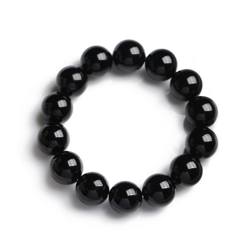 14mm Natural Black Onyx Fortune Protection Bracelet