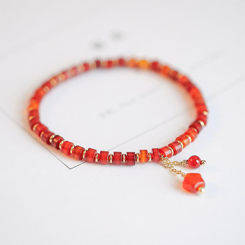 Bracelet de confiance en agate rouge naturelle avec breloque trèfle à quatre feuilles et étoile