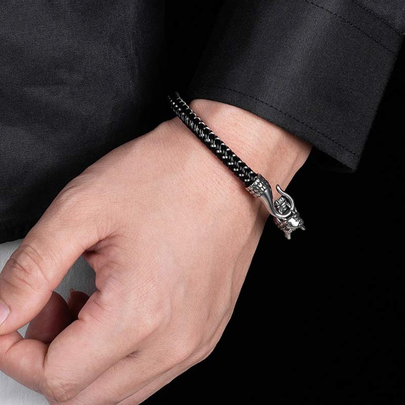 Titanium Steel Dragon Protection Luck Bracelet