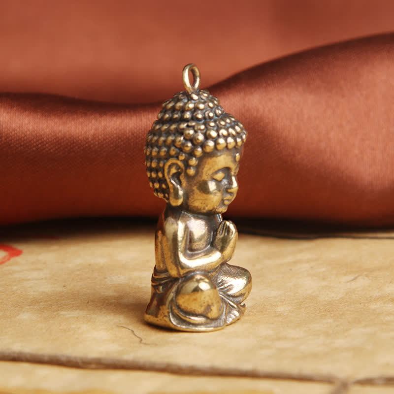 Porte-clés pendentif Bouddha de compassion en cuivre pour la pleine conscience
