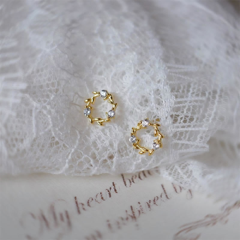 Boucles d'oreilles spirituelles en argent sterling 925, petite couronne de fleurs bénies