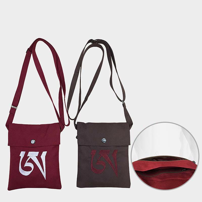 Sac crossbody de yoga en coton OM Mantra fait à la main