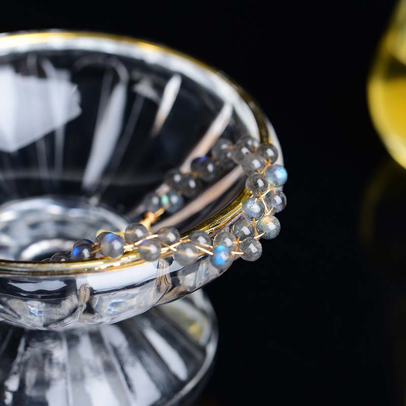 Bracelet ajustable en pierre de lune naturelle avec inscription « Love Blessing »