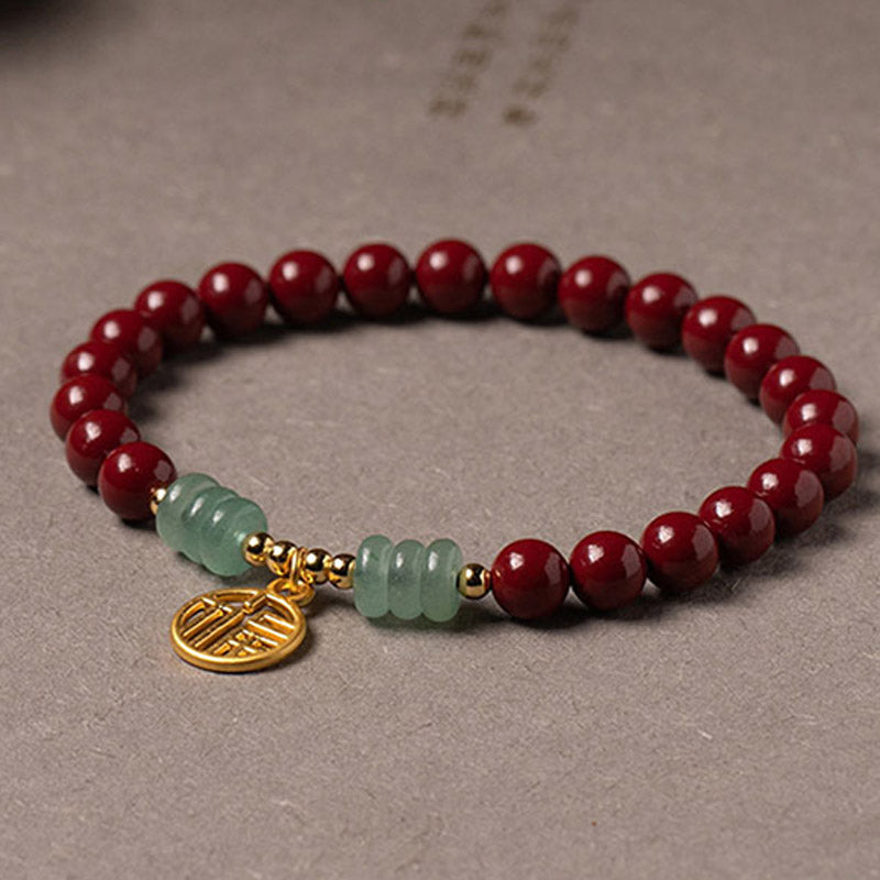 Bracelet porte-bonheur en aventurine verte cinabre de 6 mm