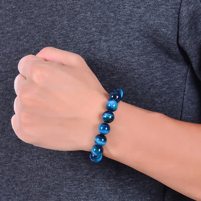 Bracelet de méditation en œil de tigre bleu