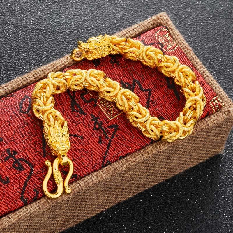 Premium 24k Gold Plated Double Headed Dragon Protection Bracelet