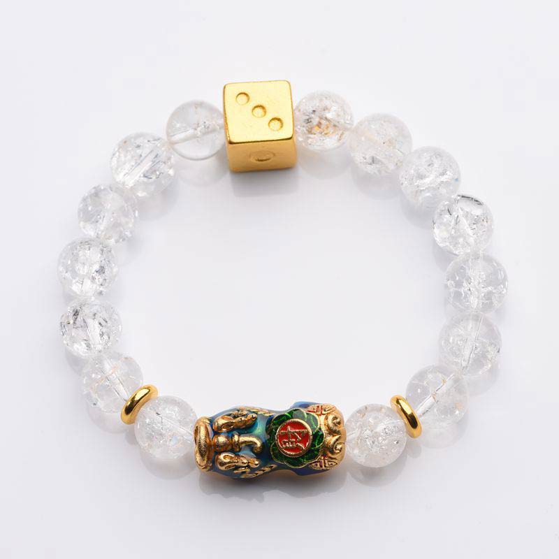 Bracelet de richesse en cristal blanc Pixiu de 10 mm