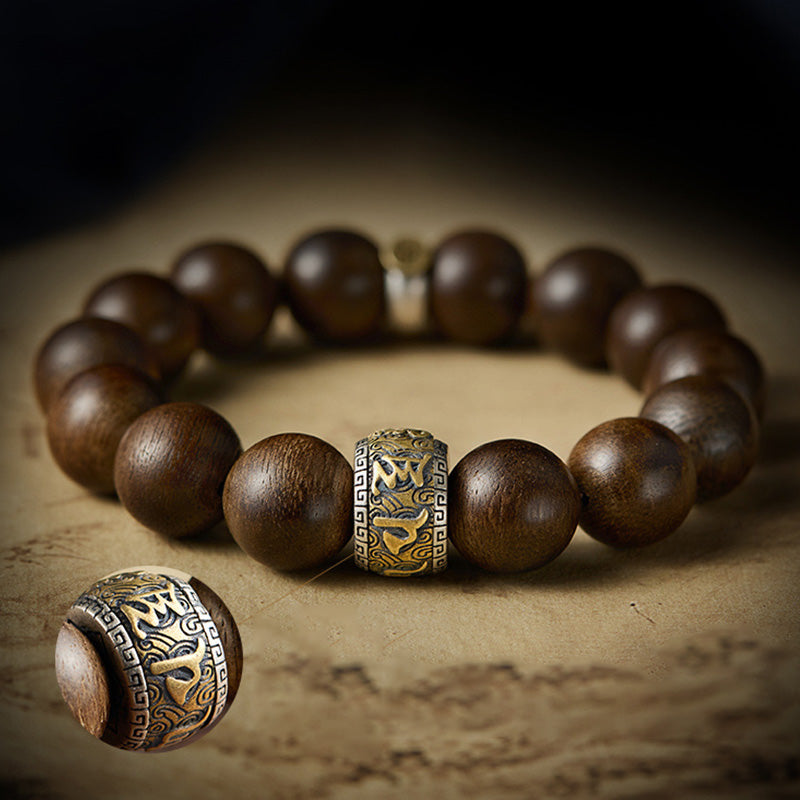 Chinese Zodiac Agarwood Bracelet in Sterling Silver for Spiritual Balance