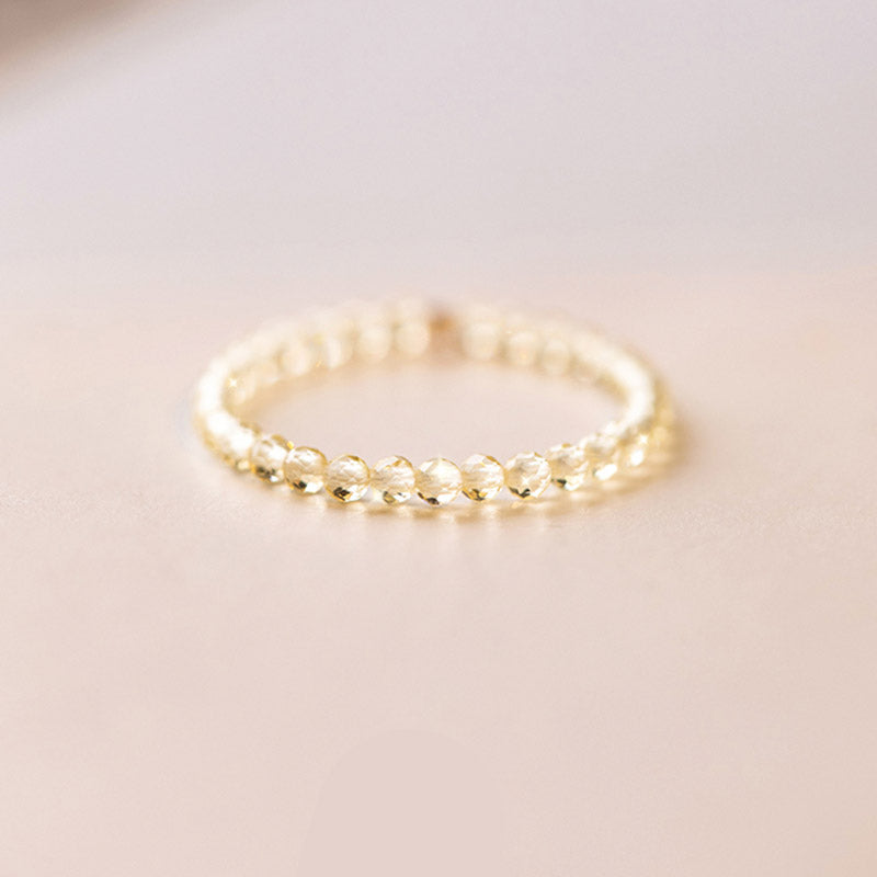 Bague en or citrine naturelle Prospérité et bonheur plaquée 14 carats