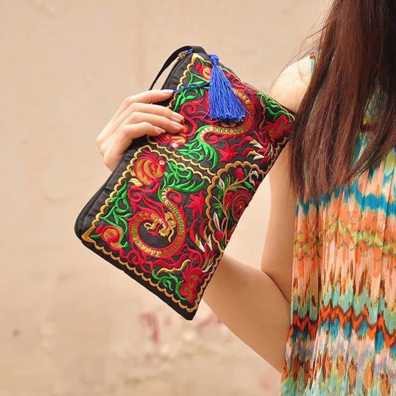 Dragon Butterfly Spiritual Cosmos Flower Wallet 14x25cm