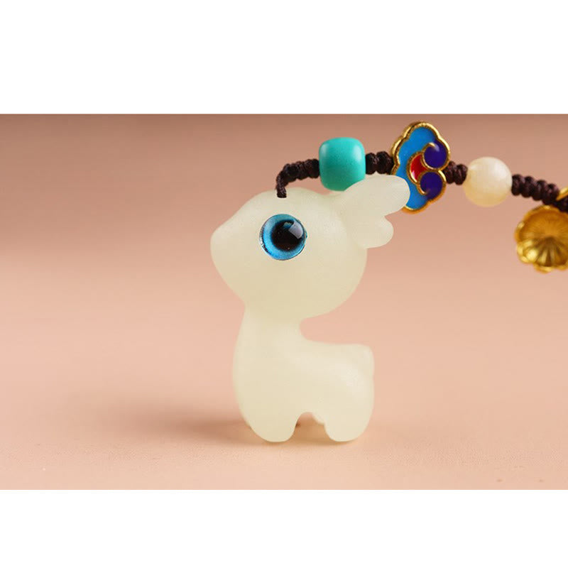 Porte-clés cerf porte-bonheur Glowstone pour une bénédiction spirituelle