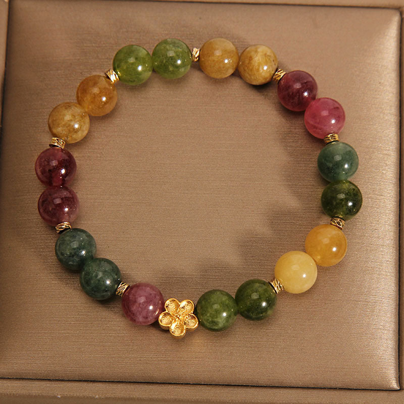 Bracelet spirituel positif en tourmaline colorée naturelle 14-16 cm