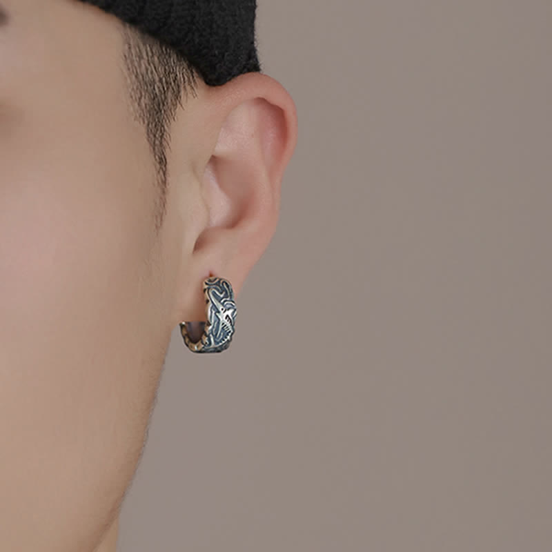 Boucles d'oreilles spirituelles en cuivre à motif d'arêtes de poisson pour la richesse et la chance