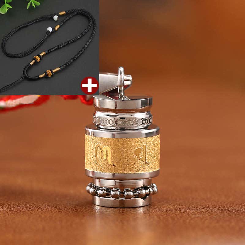 Pendentif de sagesse en acier titane Om Mani Padme Hum 1,2 cm