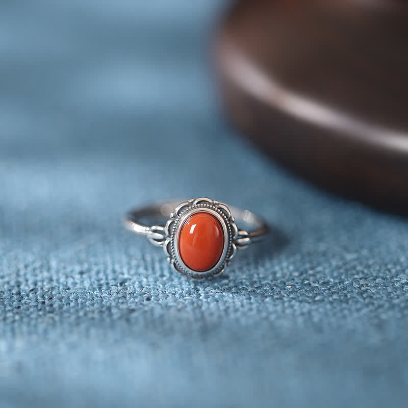 Bague de protection en argent sterling avec turquoise et agate rouge