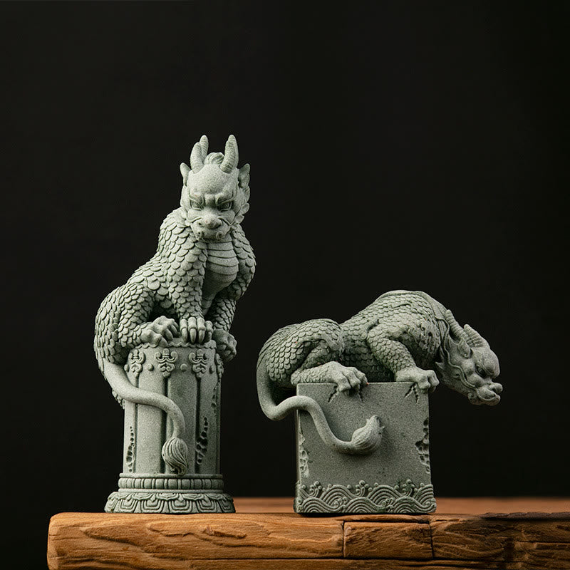 Standing Feng Shui Chinese Dragon Statue for Luck & Success