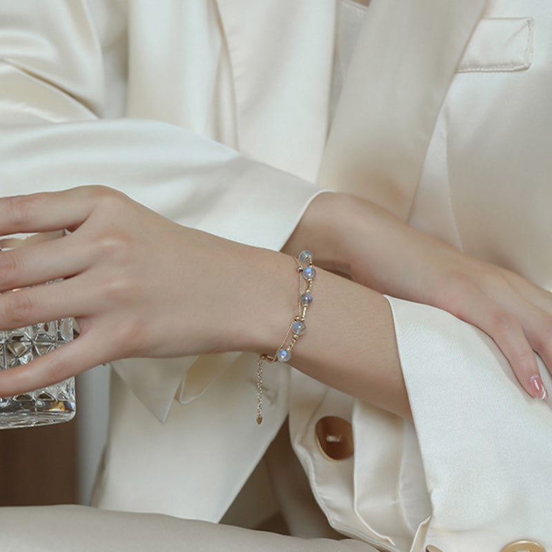 Bracelet chaîne en or 18 carats avec pierre de lune Love & Calm