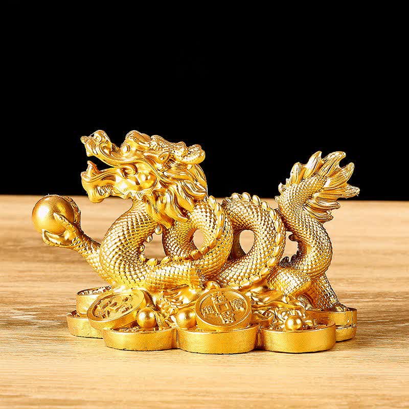 Pièce de monnaie Feng Shui en cuivre représentant un dragon | Richesse et chance