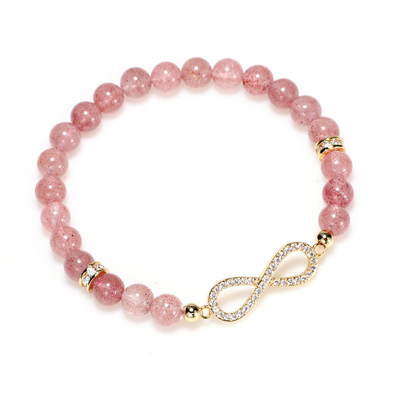 Bracelet spirituel de positivité en quartz fraise naturel de 7 mm