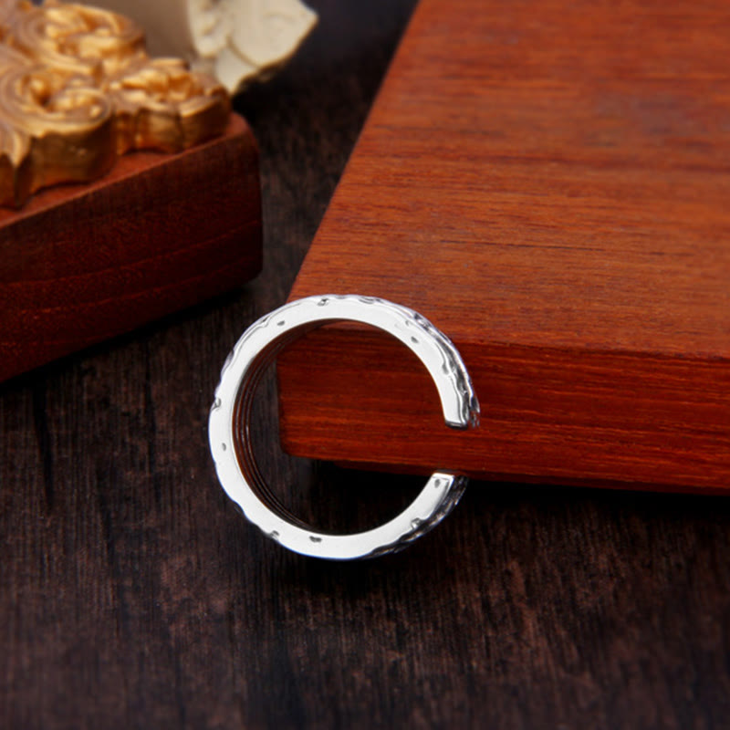 Bague ajustable en argent sterling 925 avec motif de fleurs de la dynastie Tang