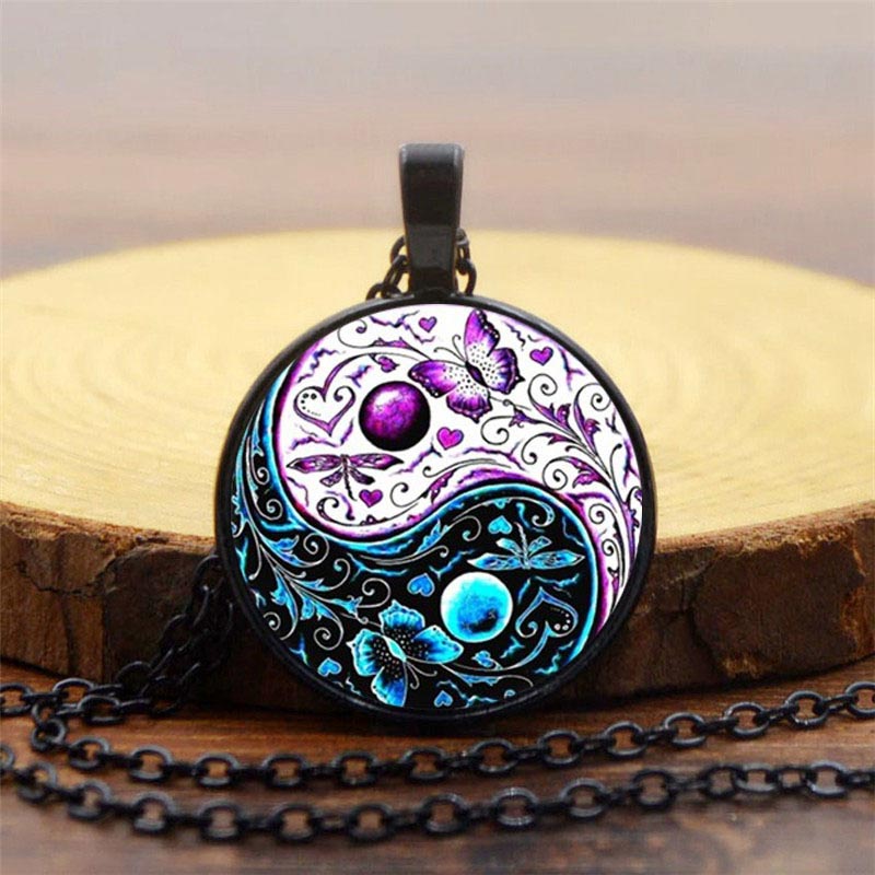 Collier pendentif équilibre Yin Yang en cuivre unisexe