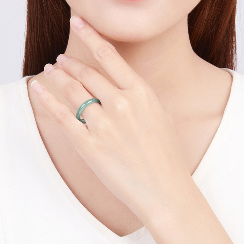 Bague en jade de 16 mm pour la prospérité, la protection et le succès