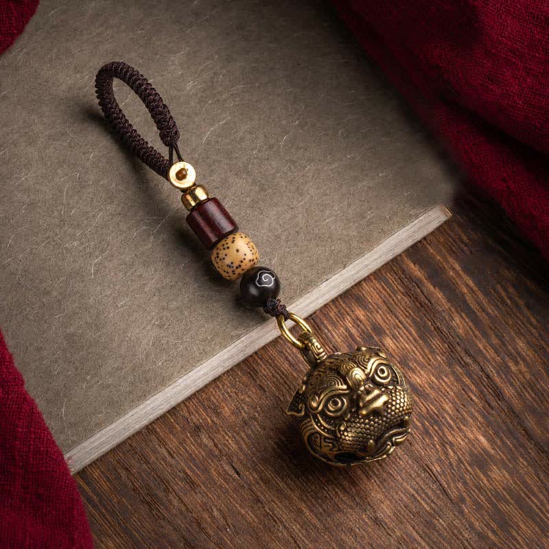 Porte-clés Pixiu en cuivre – Talisman de chance et de protection