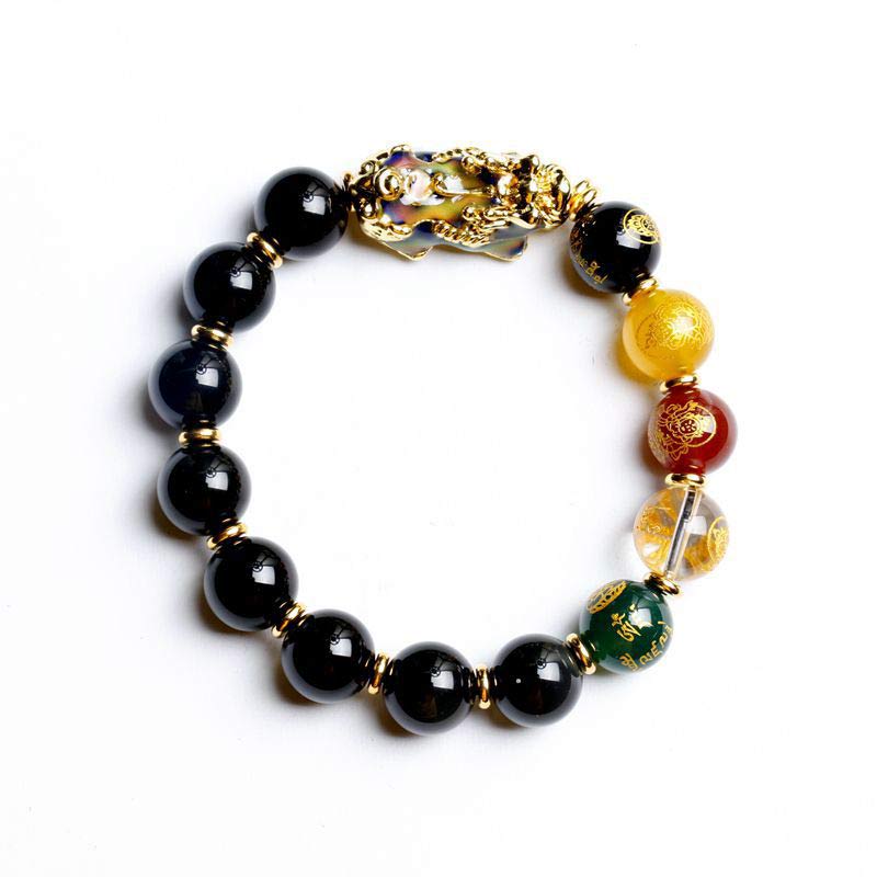 10mm Obsidian Pixiu Wealth Bracelet Five Elements