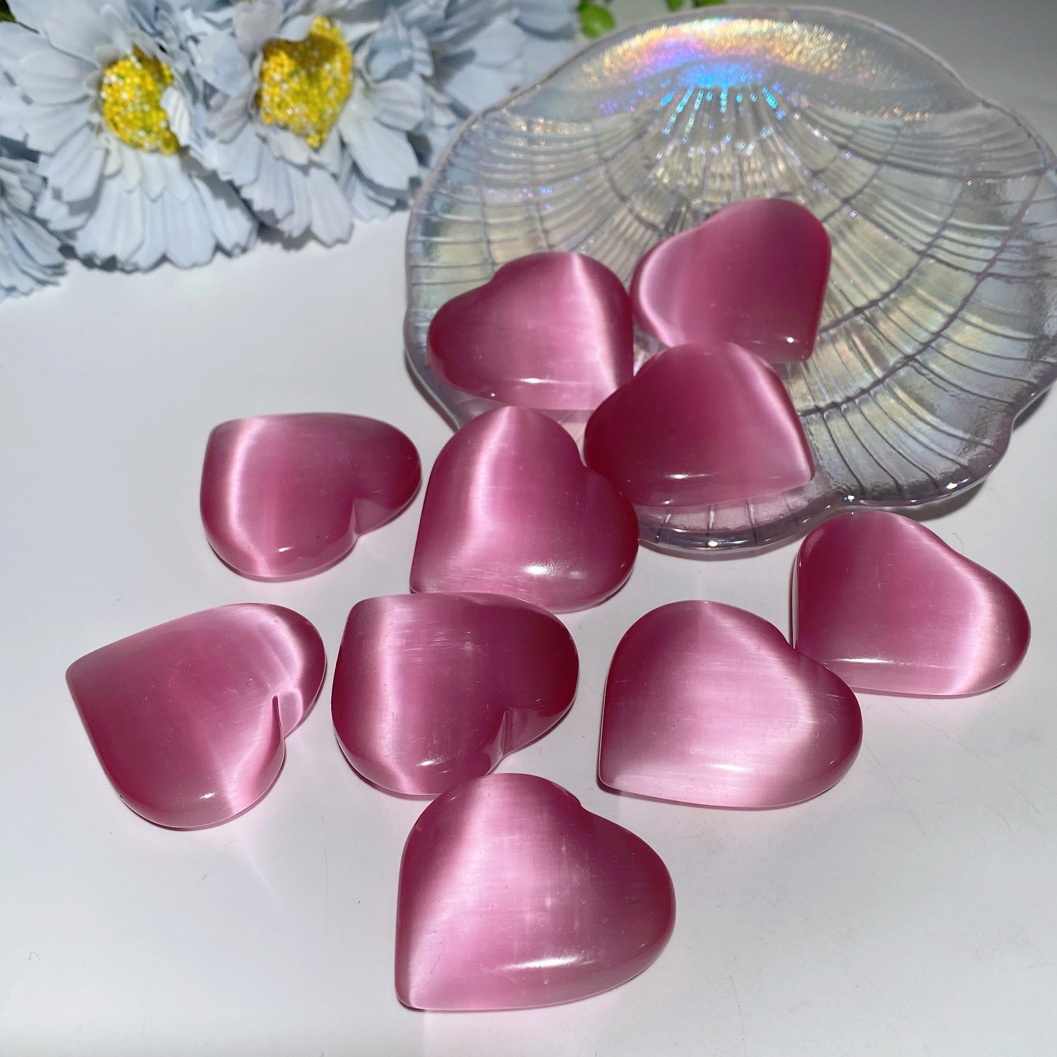 Cœurs en cristal poli de 1,2 à 1,7 pouces pour la guérison et l'amour