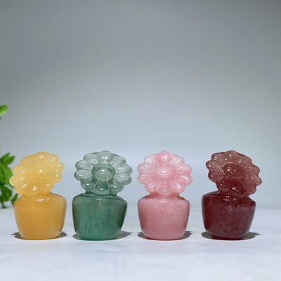 1.5 Inch Crystal Flower Figurine Healing Carving