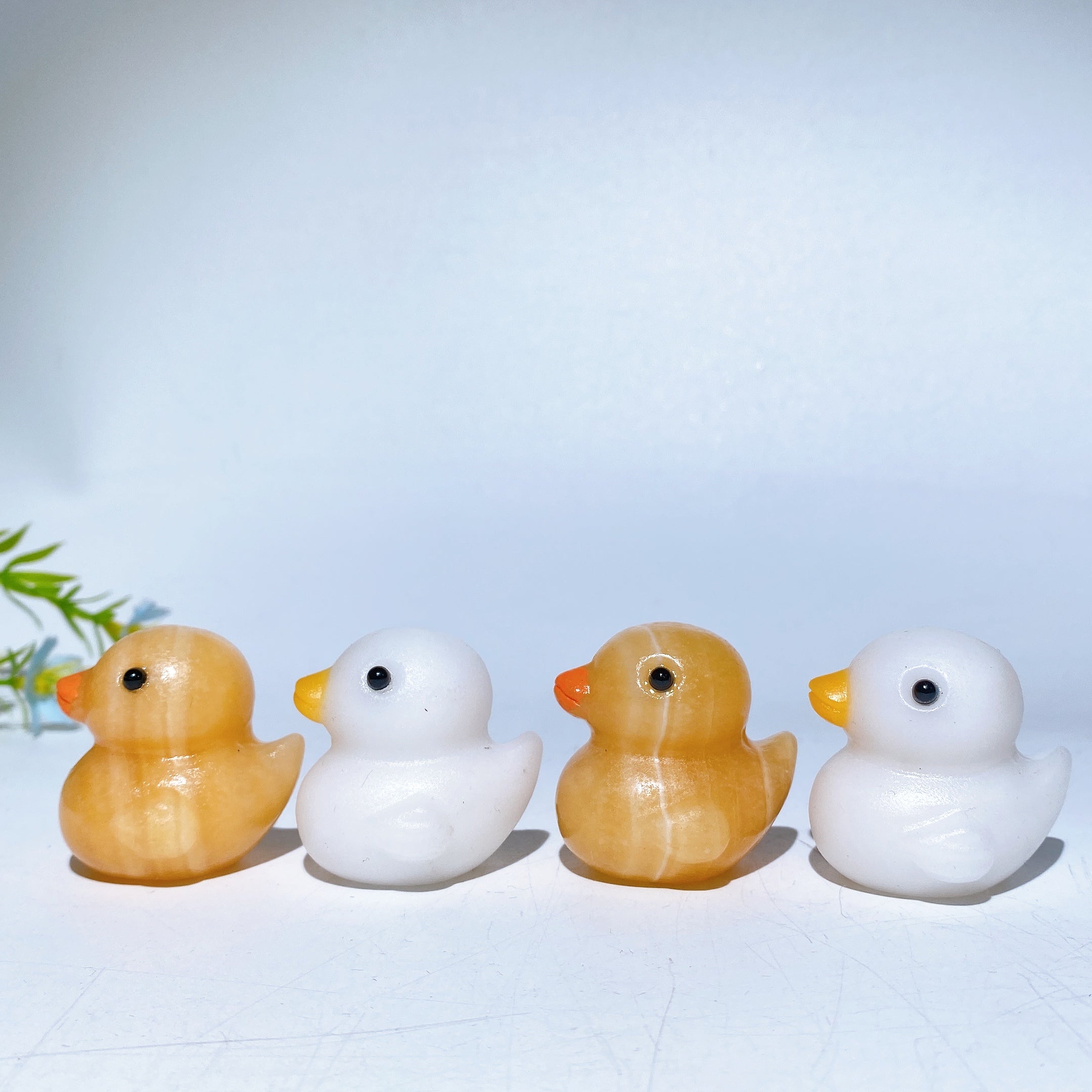 Figurines de canard en cristal de jade blanc et calcite orange de 1,5 pouce