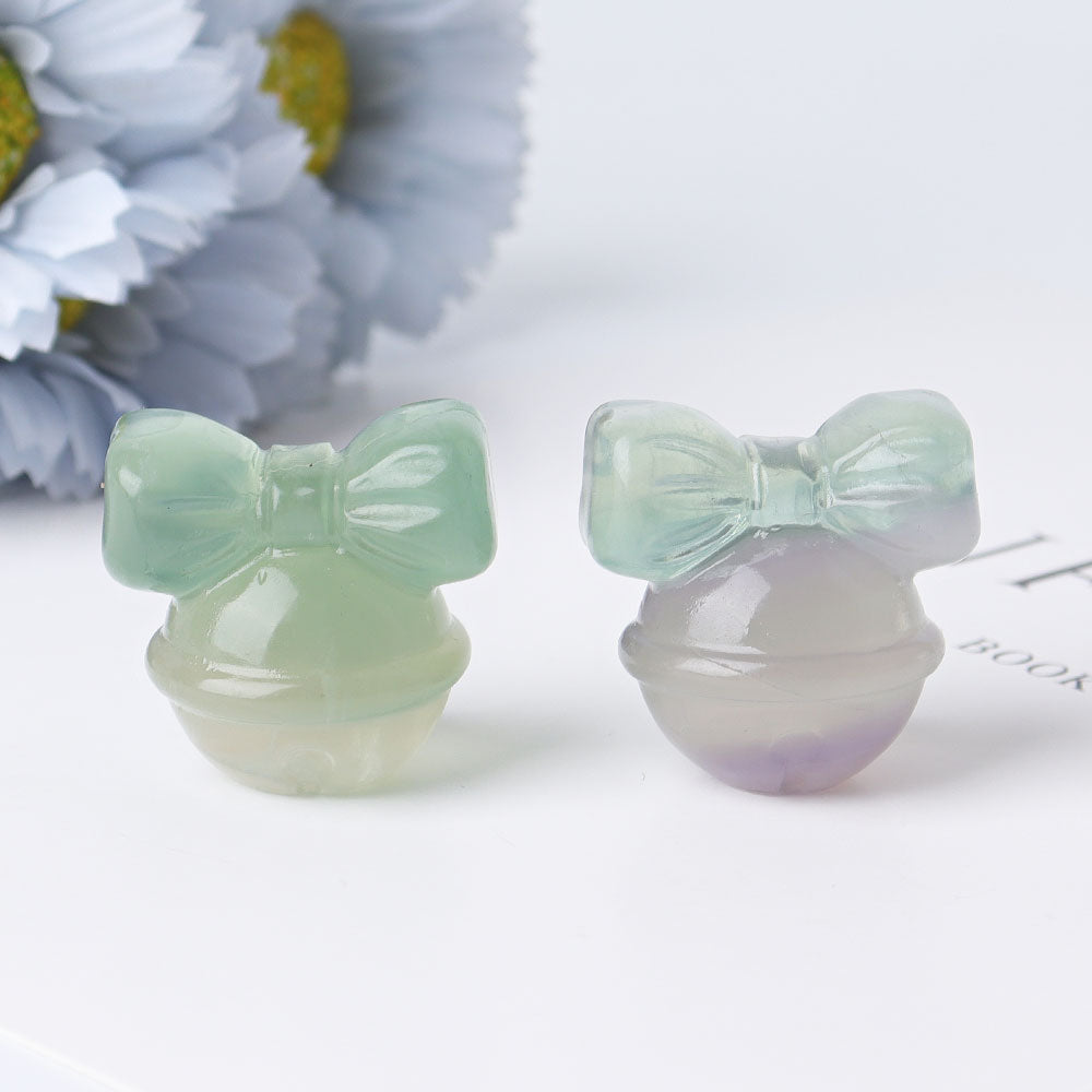 1.6 Inch Fluorite Ring Bell Crystal Figurine Carving