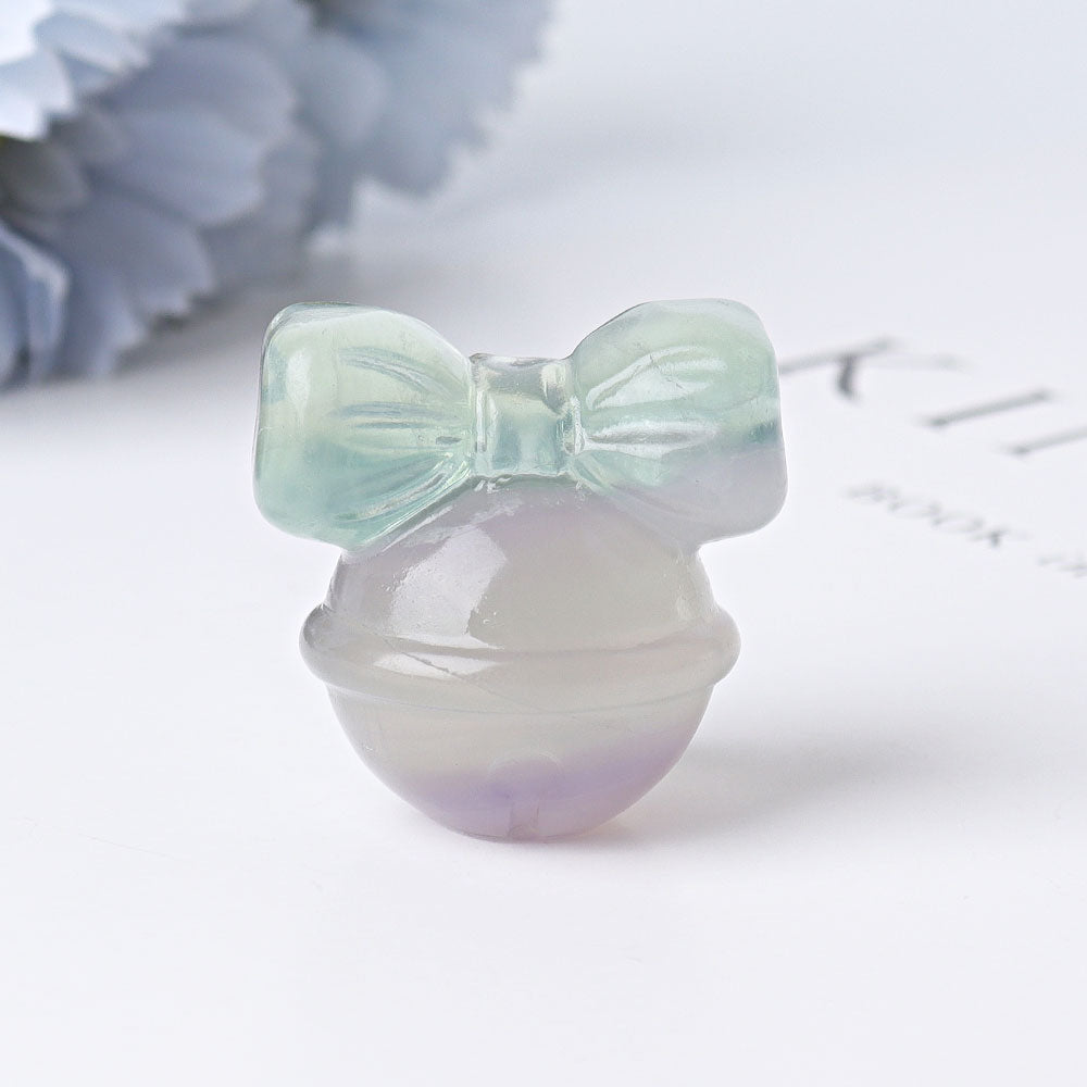 1.6 Inch Fluorite Ring Bell Crystal Figurine Carving