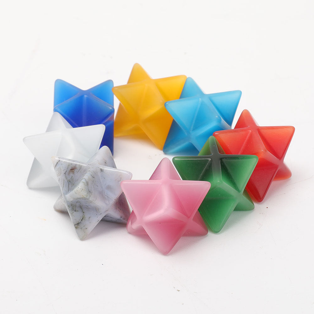 Cristal étoile Merkaba œil de chat de 1 pouce pour la guérison spirituelle