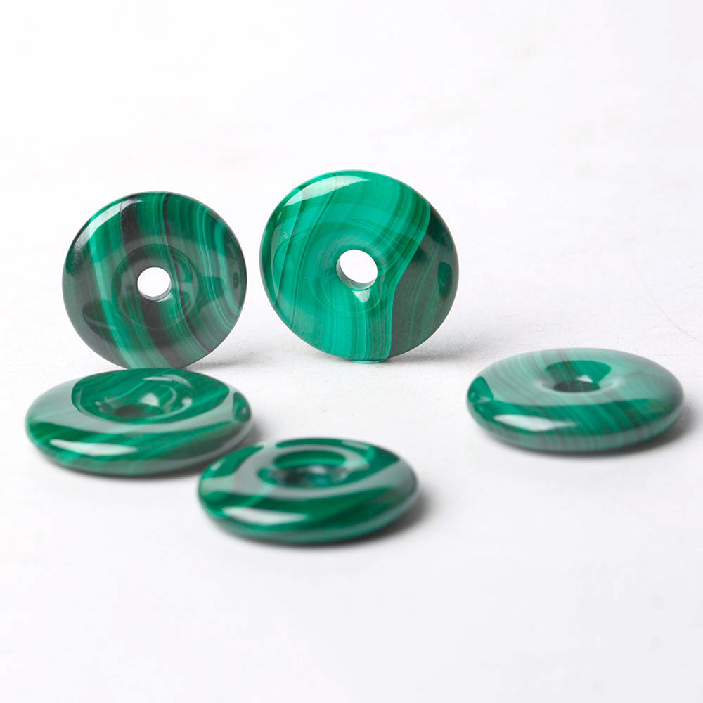 1" Natural Malachite Donut Crystal Pendant for Protection