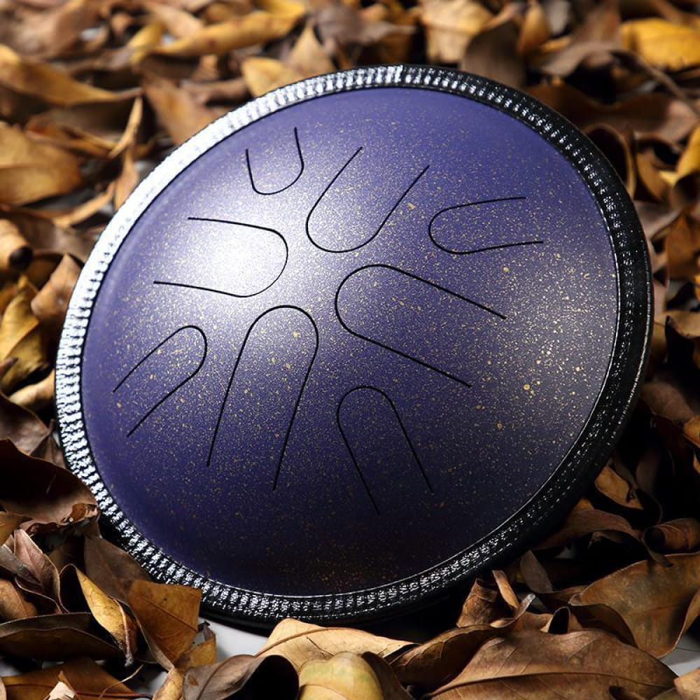 Purple metallic tongue drum with petal design, 10-Inch Copper Disc Steel Tongue Drum