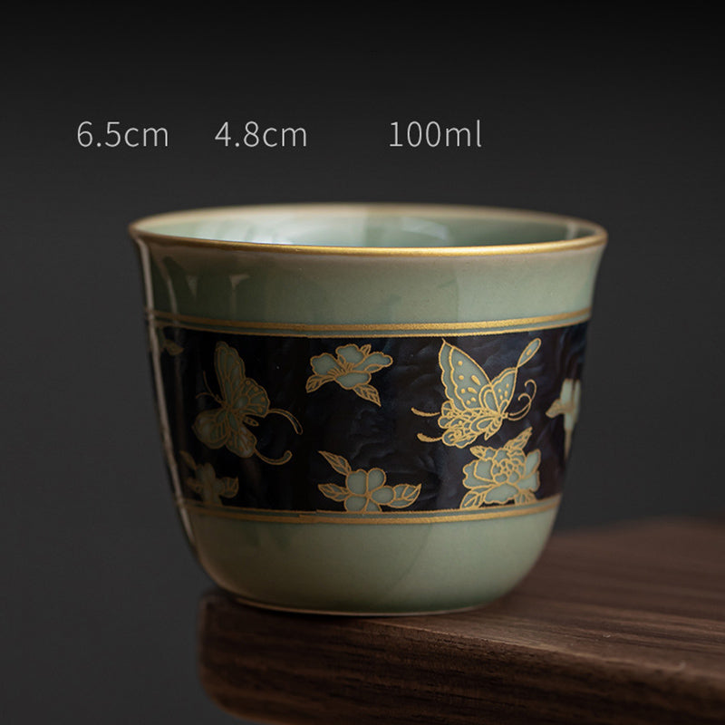 Tasse à thé en céramique de 100 ml avec motif papillon et lotus