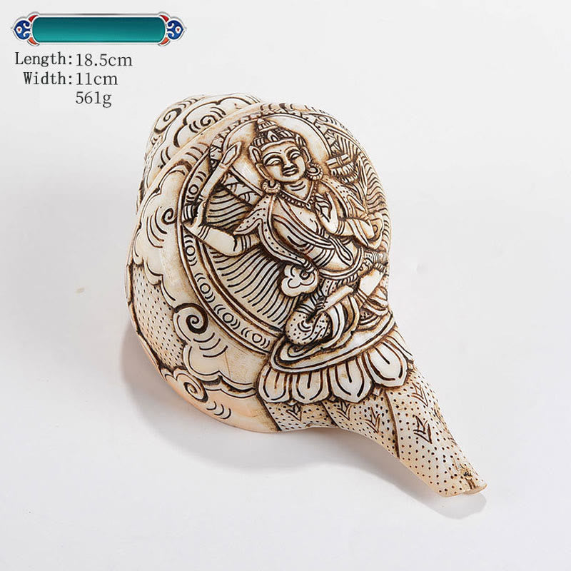 Tibetan Handmade Engraved Shankha Conch Shell Decoration