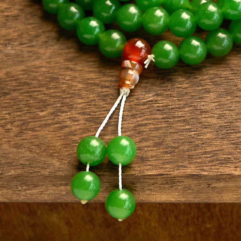 Bracelet Mala en jade cyan à 108 perles pour la chance et la guérison