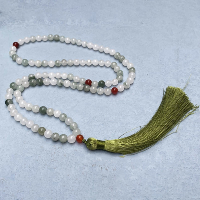 Bracelet Mala en jade Tianshan à 108 perles pour la prospérité et la chance
