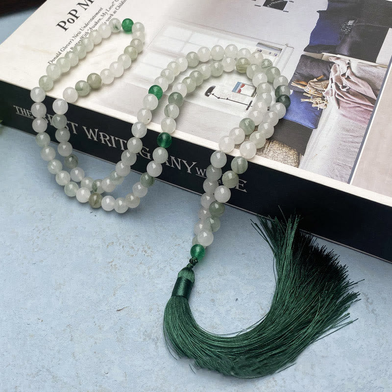Bracelet Mala en jade Tianshan à 108 perles pour la prospérité et la chance