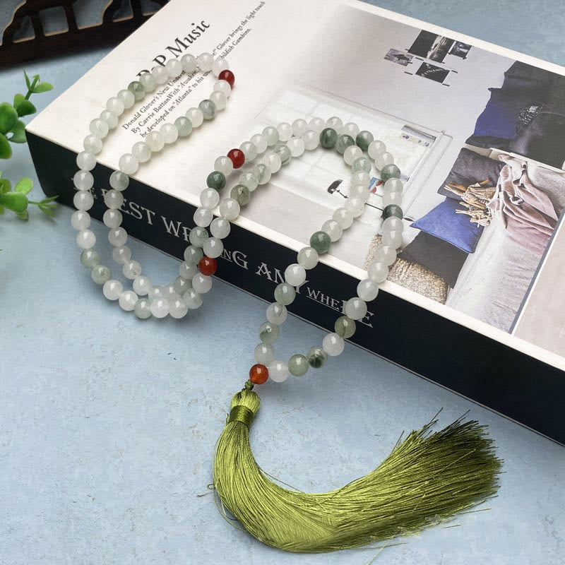 Bracelet Mala en jade Tianshan à 108 perles pour la prospérité et la chance